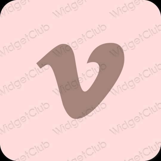 Естетичен пастелно розово Vimeo икони на приложения