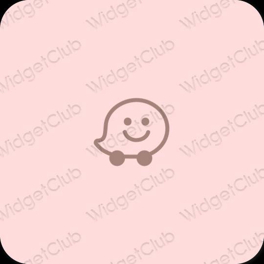 Esthétique rose Waze icônes d'application