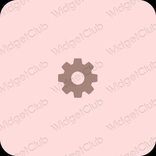 Estético rosa pastel Settings ícones de aplicativos