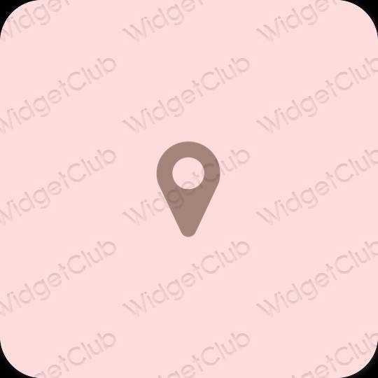 Estetis merah muda pastel Map ikon aplikasi