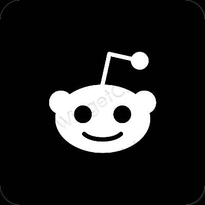 Estético negro Reddit iconos de aplicaciones