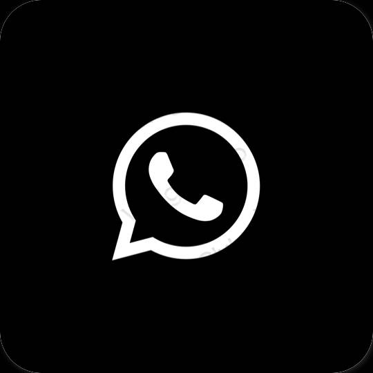 Естетски црн WhatsApp иконе апликација