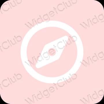 Estetický růžový Safari ikony aplikací
