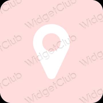 Estético rosa Map ícones de aplicativos
