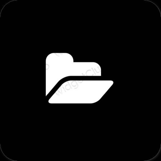 Естетичен черен Files икони на приложения