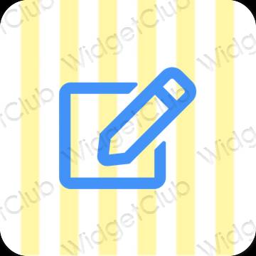 Естетичен жълто Notes икони на приложения