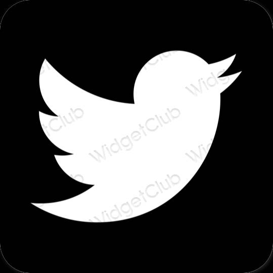 Естетичен черен Twitter икони на приложения