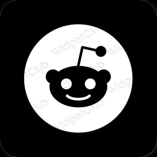Esztétika fekete Reddit alkalmazás ikonok