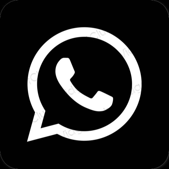Estetické čierna WhatsApp ikony aplikácií