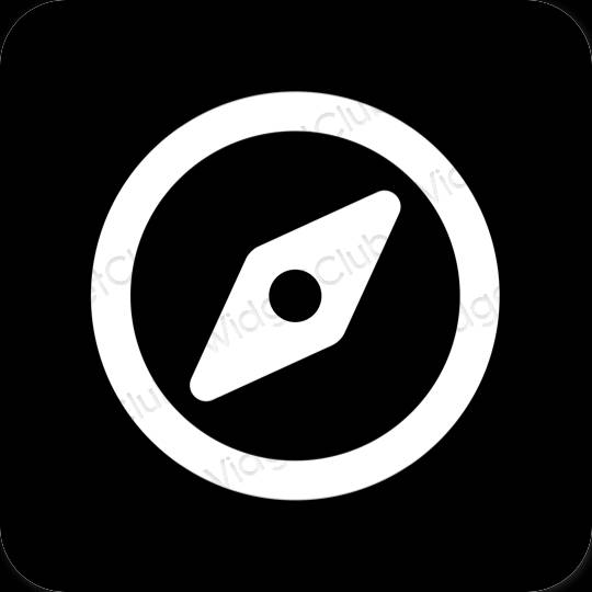 미적인 검은색 Safari 앱 아이콘