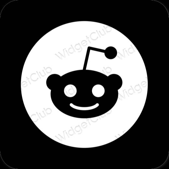 Estetyka czarny Reddit ikony aplikacji