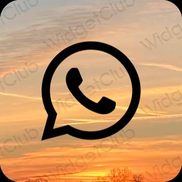 эстетический черный WhatsApp значки приложений