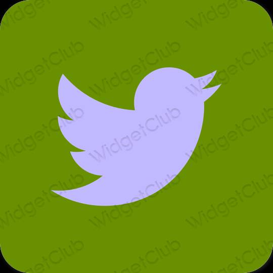 Estetyka Zielony Twitter ikony aplikacji