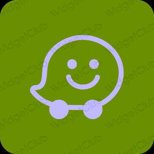 审美的 绿色 Waze 应用程序图标