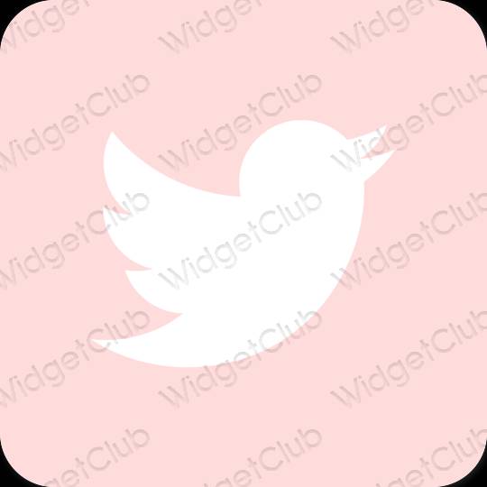 Estetis merah muda pastel Twitter ikon aplikasi