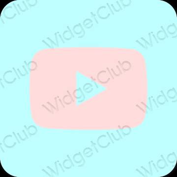 Aesthetic pastel blue Youtube app icons