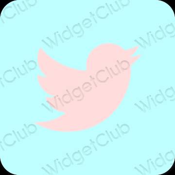 Ästhetisch pastellblau Twitter App-Symbole