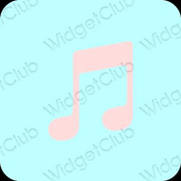 Estetic albastru pastel Apple Music pictogramele aplicației