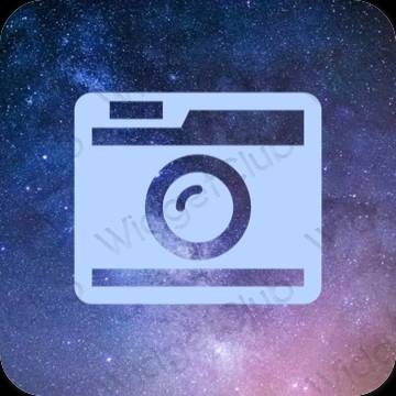 Esteetiline pastelne sinine Camera rakenduste ikoonid