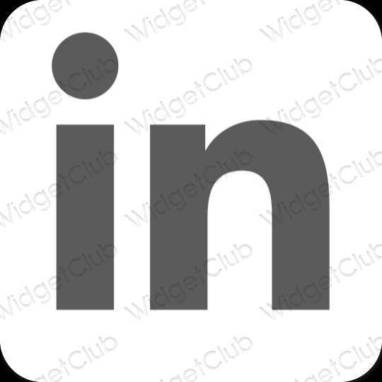 Estético cinzento Linkedin ícones de aplicativos
