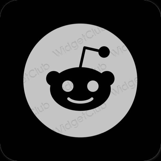 Estetický šedá Reddit ikony aplikací