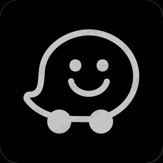 미적인 검은색 Waze 앱 아이콘