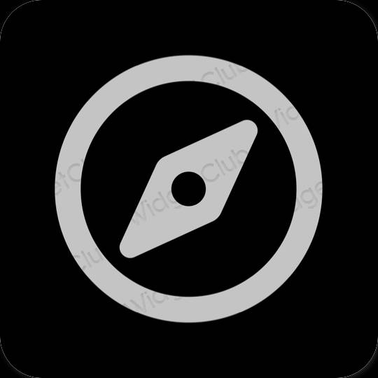 Estetyka czarny Safari ikony aplikacji