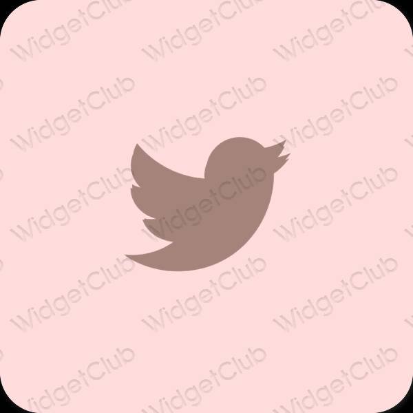 Esthétique rose pastel Twitter icônes d'application