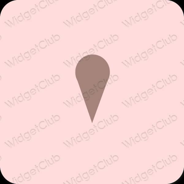 Estetické pastelovo ružová Map ikony aplikácií
