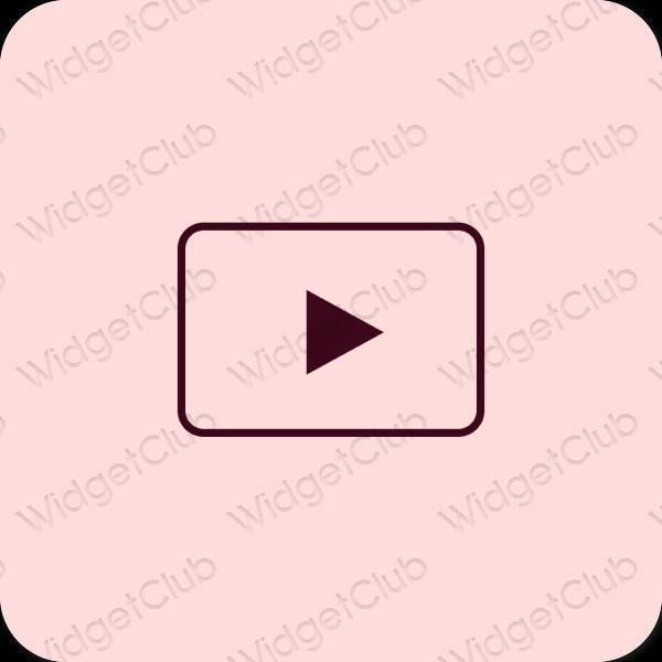 Estetic roz pastel Youtube pictogramele aplicației