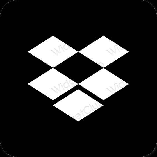 Естетичен черен Dropbox икони на приложения