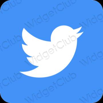 Estetický modrý Twitter ikony aplikací