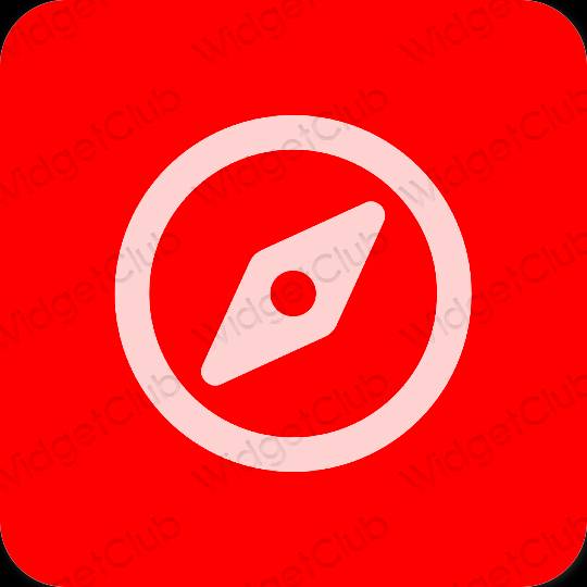 جمالي أحمر Safari أيقونات التطبيق