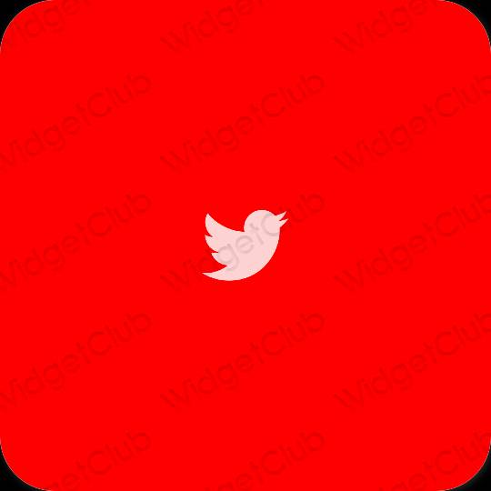 Estético rojo Twitter iconos de aplicaciones
