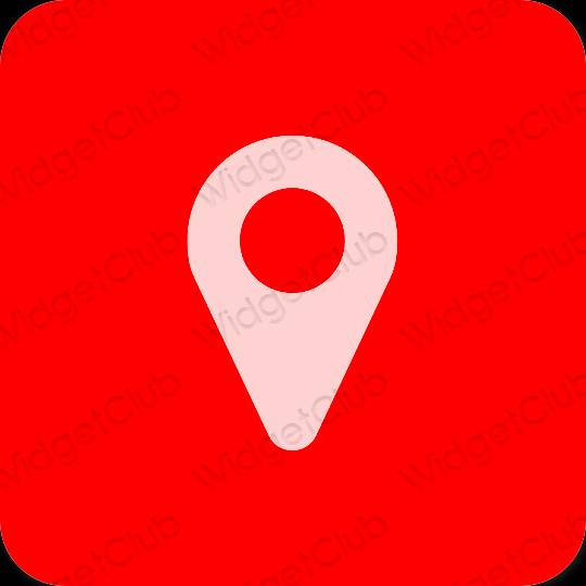 Æstetisk rød Map app ikoner