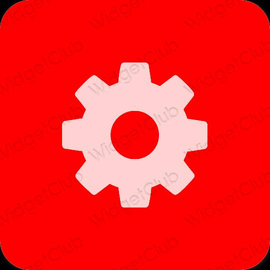 Esthétique rouge Settings icônes d'application