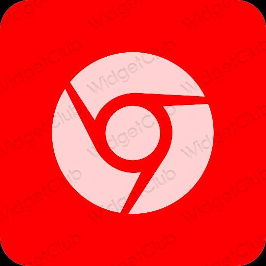 Estetické červená Chrome ikony aplikácií
