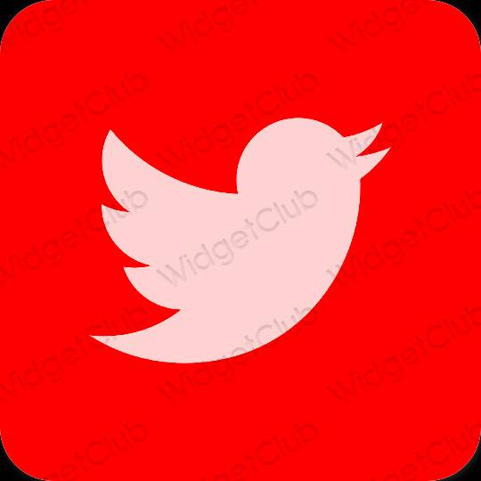 Esteettinen punainen Twitter sovelluskuvakkeet