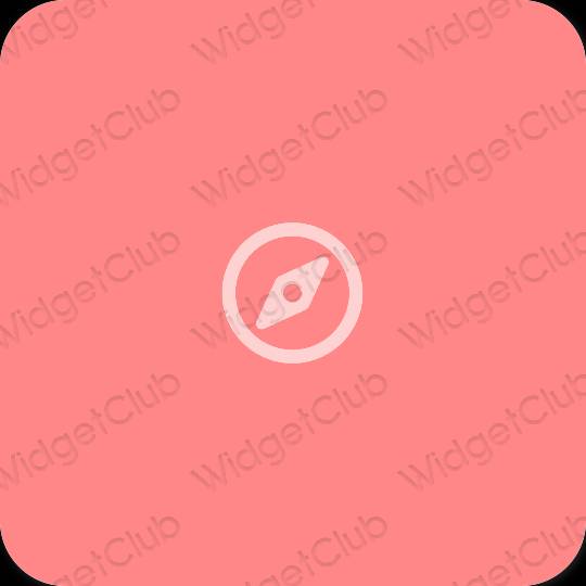 Esteetiline roosa Safari rakenduste ikoonid