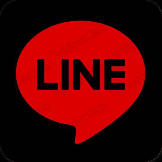 Estetinis raudona LINE programėlių piktogramos