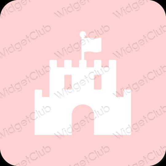 Estetik merah jambu Disney ikon aplikasi