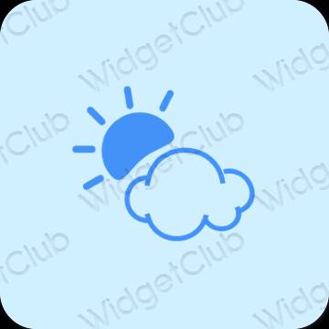 Estetski pastelno plava Weather ikone aplikacija