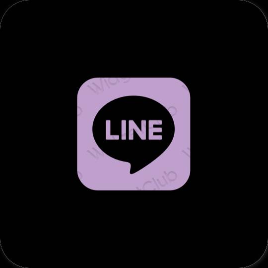 Estético Preto LINE ícones de aplicativos