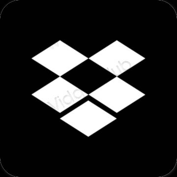 Estetik siyah Dropbox uygulama simgeleri
