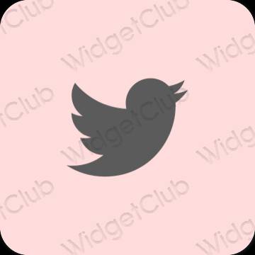 Estetik merah jambu Twitter ikon aplikasi