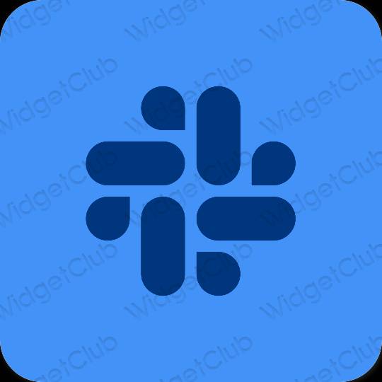 Estetický neonově modré Slack ikony aplikací