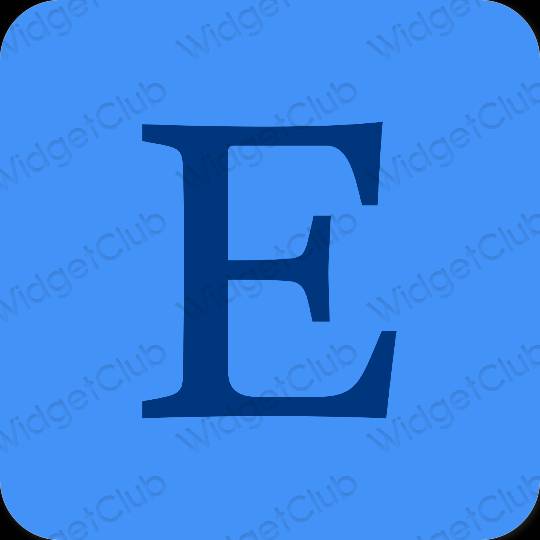 Estetyka neonowy niebieski Etsy ikony aplikacji