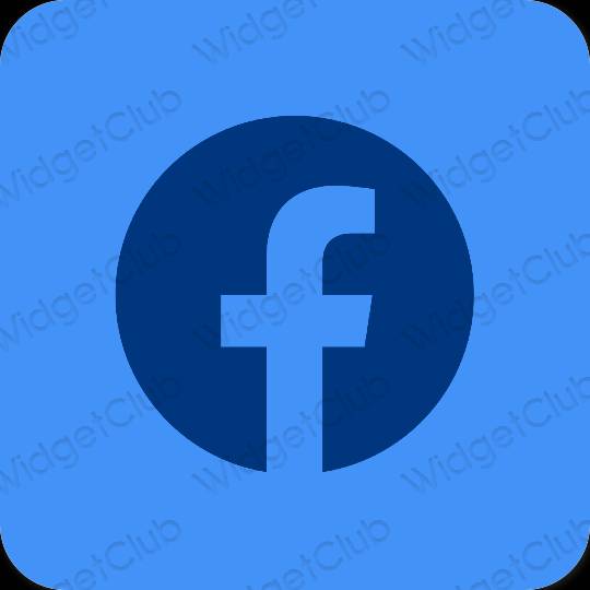 Estetski neon plava Facebook ikone aplikacija