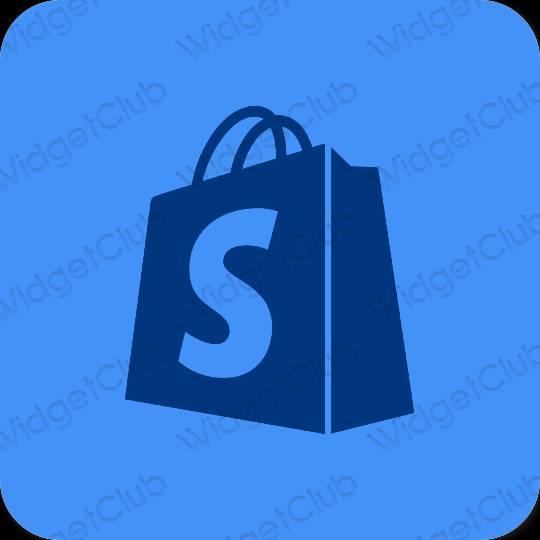 אֶסתֵטִי כחול ניאון Shopify סמלי אפליקציה