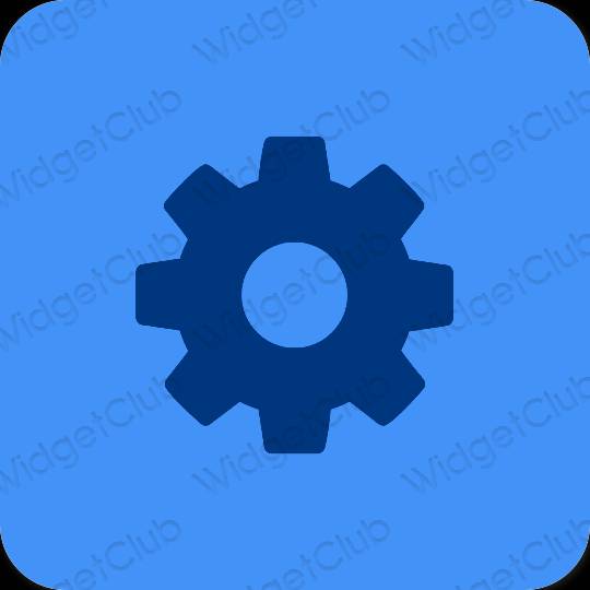 Estetisk neonblå Settings app ikoner